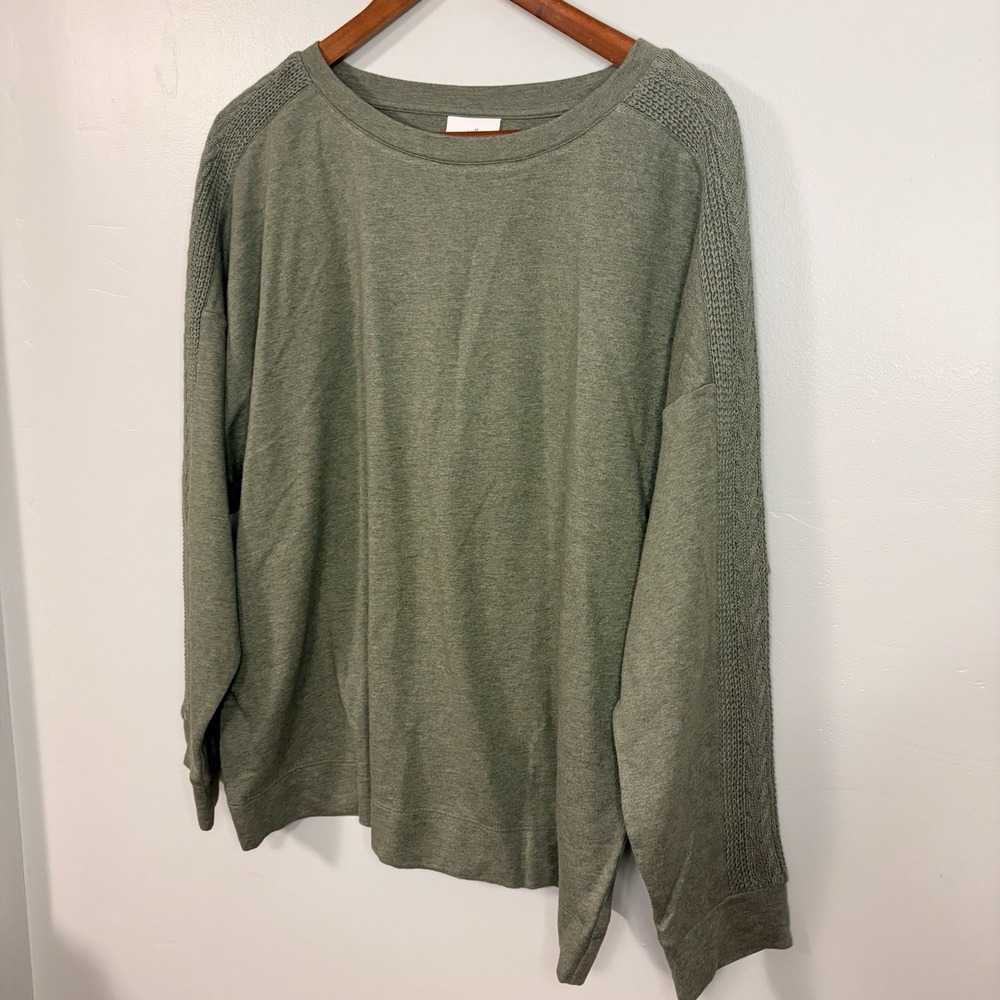 NWT J.Jill Sweater-Trimmed Sweatshirt Size XL Sage Green Career Teacher - Picture 4 of 8